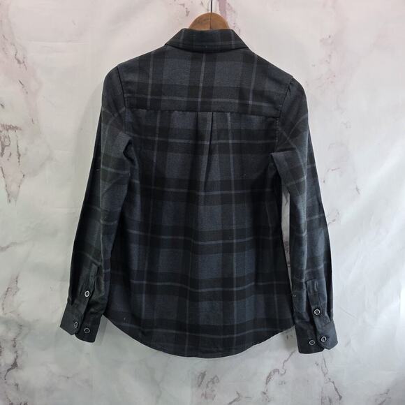 Dixxon Flannel Shirt Womens Small Black Plaid Button Up The 45 Long Sleeve Poly - Picture 5 of 14